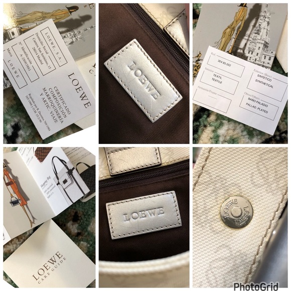 Loewe AUTHENTIC 2007 Anagram White Metallic Silver PVC Shopping Tote Bag - Picture 13 of 16